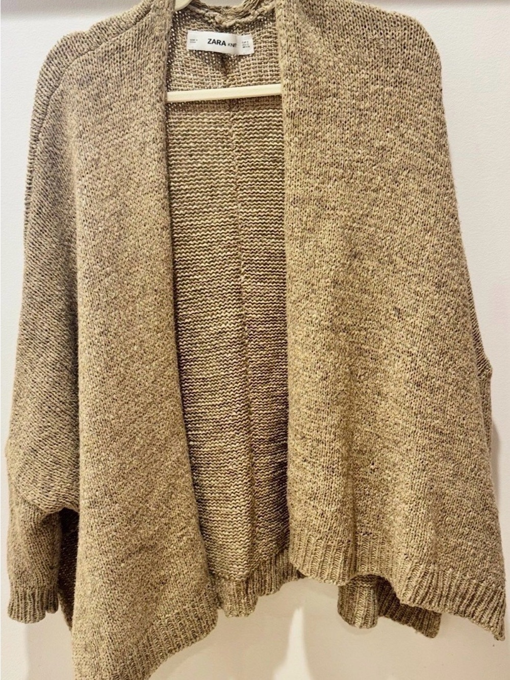 ZARA Open Front Knit Cardigan in Taupe Beige